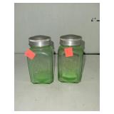 Set of Green Glass Salt & Pepper Shakers