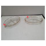 2 Cnt Glass Serving Dishes W/ Gold Trim
