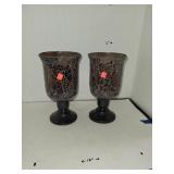 2 Cracked Glass Candle Holders