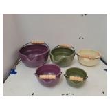 5 Nest Bowls w/Pouring Spouts Basket Weave Bottom