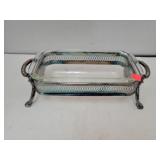 Pyrex Dish in Silver Plated Carrier