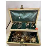 Vintage jewelry box w/ some vintage costume