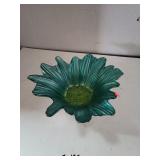 Teal Cored Flower Shaped Bowl