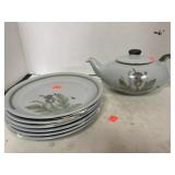 Tea  pot & 6 plates 8in. Buchan Portobello,