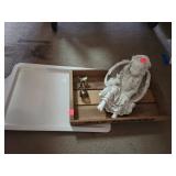 Metal Tray/ Sm. Wooden Tray/ Resin  Little Girl