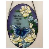 Stained glass decor.  Matt 19:26