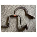 Vintage tools.  Hand drill & scythe.
