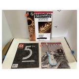 3 music related magazines.