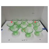 Lot of 11 Green Glass Sherbet Dishes