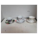 3 Teacups & Saucers.