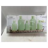 Heritage Home Set of 5 Glass Bottles with Wicker