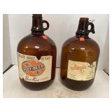 2 B&K Root Beer jugs. Brown glass gallon jugs.