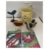 Birds, bucket & flags.