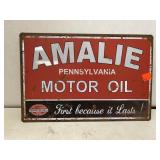 AMALIE Motor Oil metal sign. 12x 8in