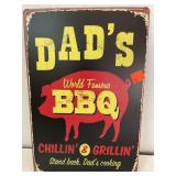 Dads BBQ.  metal sign 12x8in.