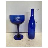 2 ct. - Blue Glass Bottle & Drink Glass