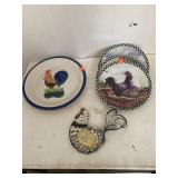 Lot of Rooster Plates and Decor