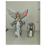2 Tealight Holder Stained Glass Angels