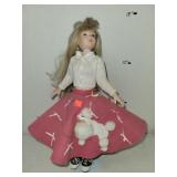 Porcelain Doll W/ Poodle Skirt & Sweater
