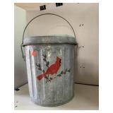 Metal Bird Seed Can with Lis