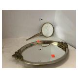 Vintage Silver Mirrored Tray & Handheld Mirror