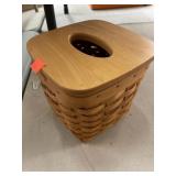 Longaberger basket tissue box holder w/ wood lid.