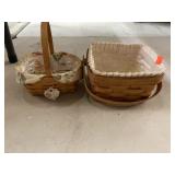 2 Longaberger baskets w/ plastic & cloth liners.