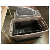Lot of Large Plastic Totes & Lids