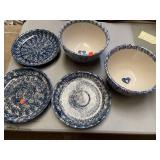 5 pc lot. Sponge ware. Plates & large bowls.