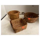 Lot of 3 Longaberger Baskets. One Square and 2