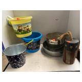 Lot of Miscellaneous Pails and Decor. Includes