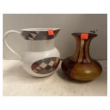 Decorative Pitcher and Vase. Each Approximately 6