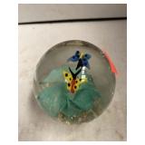 Round Glass Paperweight. Approximately 2.5 in