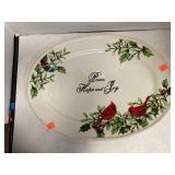 China Platter. Cardinal motif. 18 x13 in