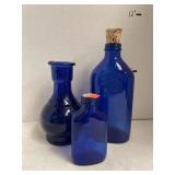 3 ct. - Blue Glass Bottles & Corks