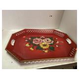 Floral Metal Decor Tray - approx. 20 in. x 15 in.