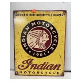 INDIAN MOTORCYCLE. Metal sign.  12.5x 16in.