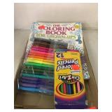 Coloring Book, Markers, and Colored Pencils