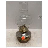 Metal and Glass Oil Lamp.  Approximately 10 in