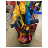 Milk Crate Full of Nerf Toy weapons