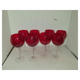 8 Beautiful Red/Clear Wine Glasses