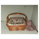 Longaberger Basket W/ Insert & Cloth Insert
