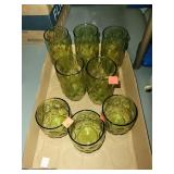 Flat of Green Glass Drinking Glasses