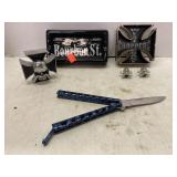 Two Ashtrays. Two Skull knobs  A Decorative Piece