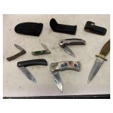 Lot of 6 Knives. 3 Sheaths