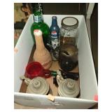 Box Lot of Bottles,  Vases & Steins