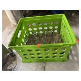 Plastic Crate & Lot of Glass Beer Mugs