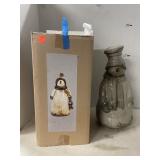 Snowman Ceramic Statue - approx. 14 in. Tall