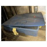 Flat Blue Plastic Tote w/lid