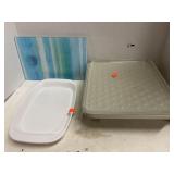 4pc cooking lot. Microwave cooker, shelf & pan.